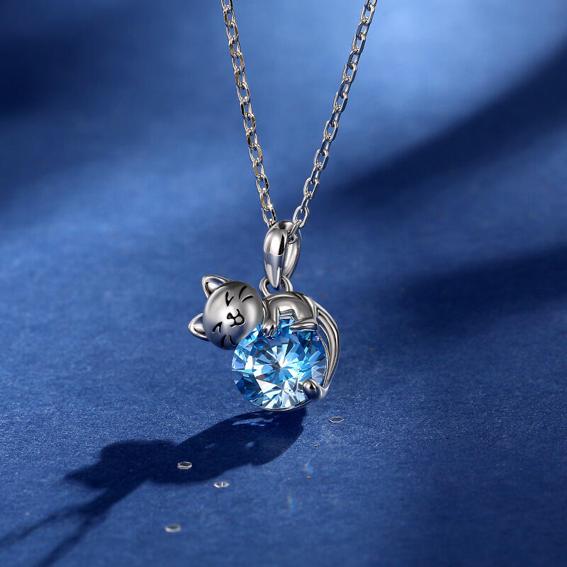 Jeulia Hug Me Collar Personalizado de Gato Atrevido con Piedra Natal