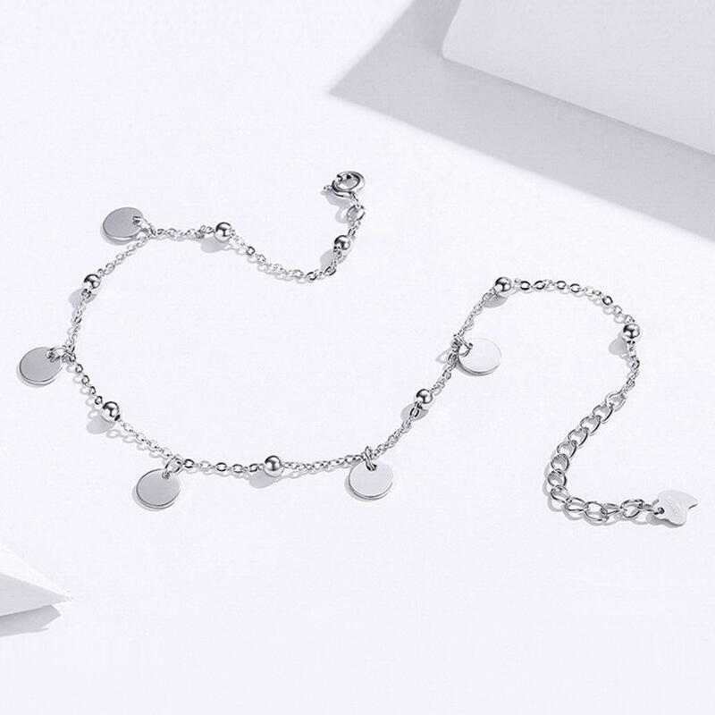 Jeulia Prosty Styl Dysk Srebro Anklet