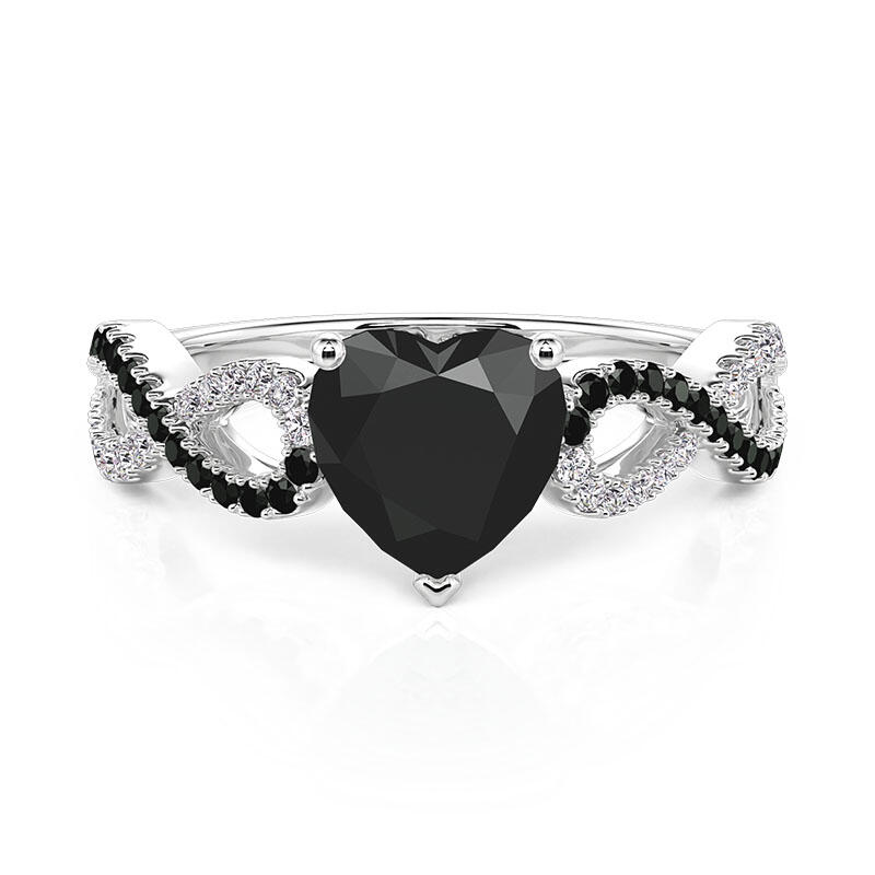 Jeulia Classic Infinity Black Heart Promise Ring