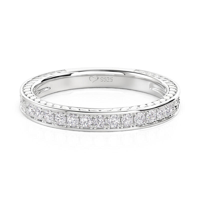 Jeulia Vintage Flower Engraved Eternity Ring for Women