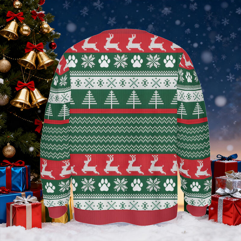 Personalized Ugly Sweater Unisex Custom Pet Photo Paw Prints Design Perfect Christmas Gift for Pet Lovers