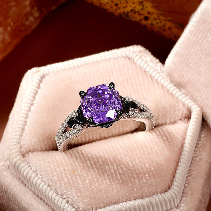 Jeulia Fashion Two Tone Infinity Rose Cut Purple Stone Ring