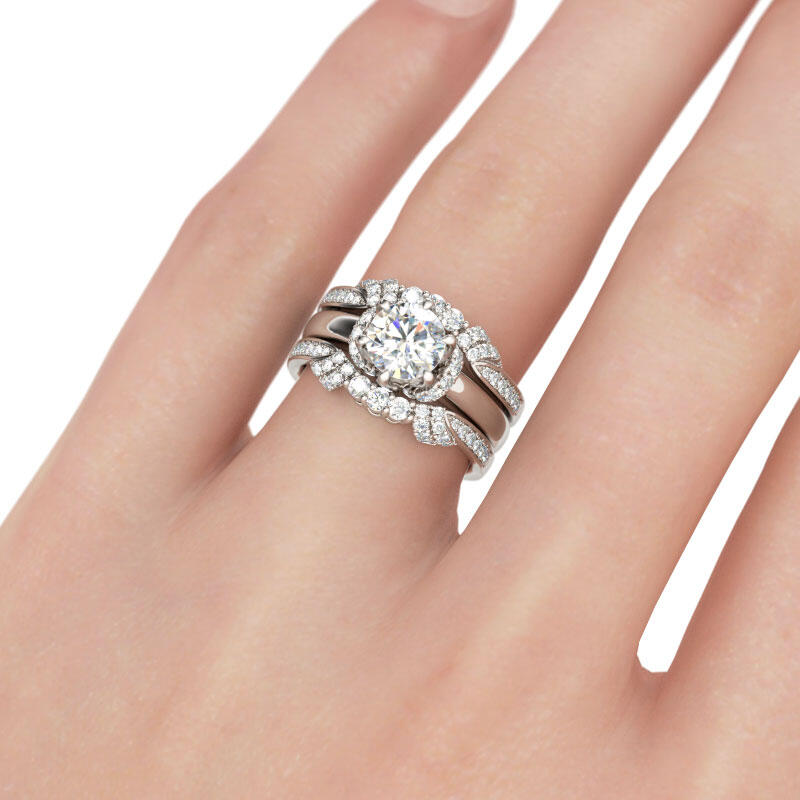 Jeulia Classic Round Cut Sterling Silver 3PC Ring Set