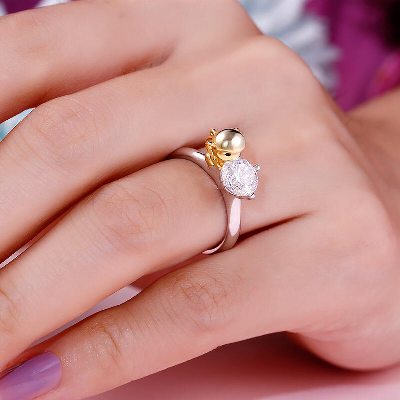 Jeulia キュート モンキー 猿デザイン ラウンドカット シルバー リング