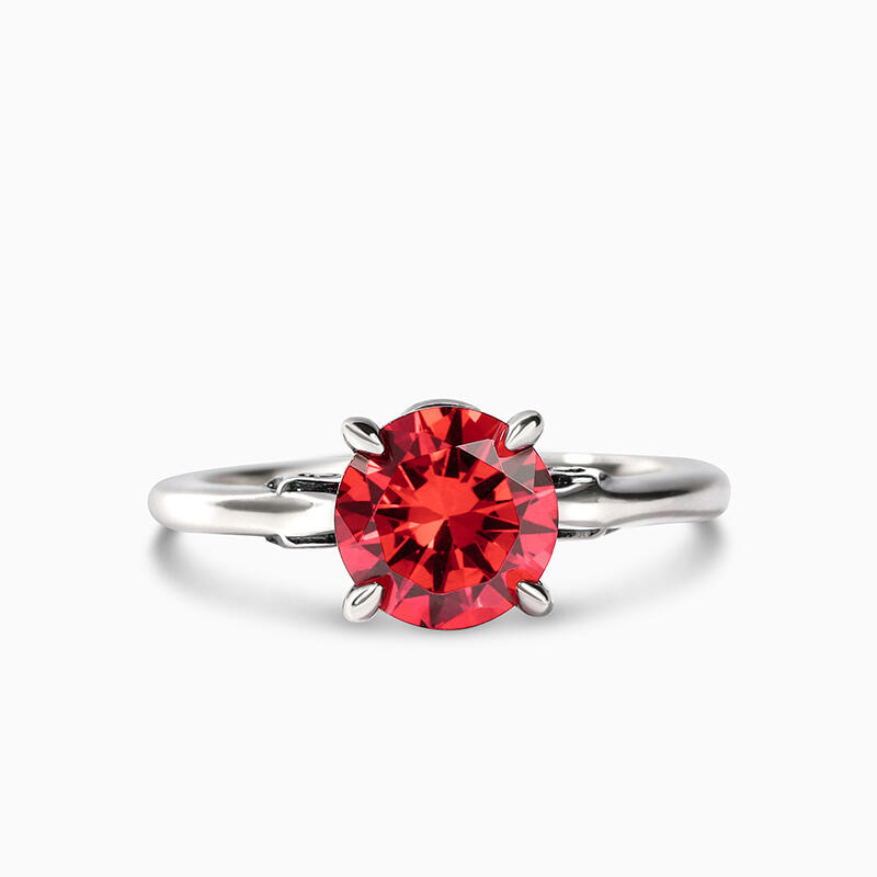 Jeulia Anillo de plata de ley con diseño de calavera y corte redondo