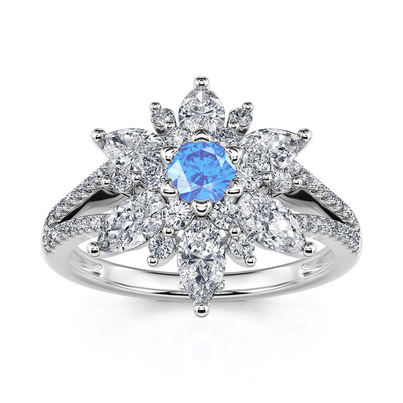 Jeulia "Shining Winter" Snowflake Marquise Cut Split Shank Sterling Silver Ring