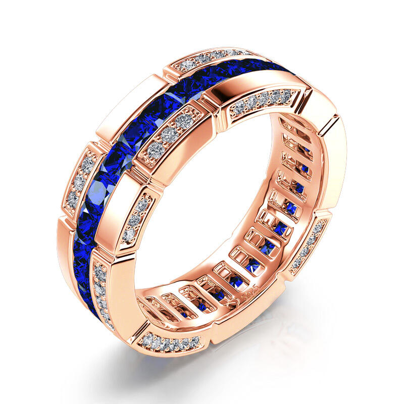 Jeulia Anillo corte princesa plata de ley mujeres con piedra azul