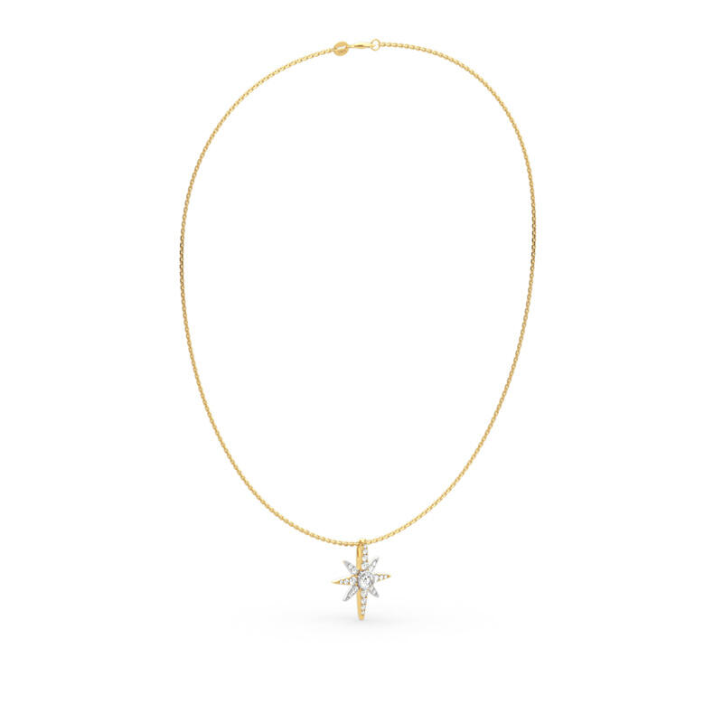 Jeulia Two Tone Star Sterling Silver Necklace