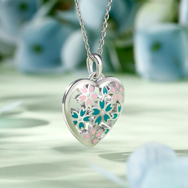 Jeulia "Smell the Spring" Enamel Sterling Silver Necklace