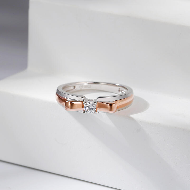 Jeulia Two Tone Bowknot Sterling Silver Women's Band