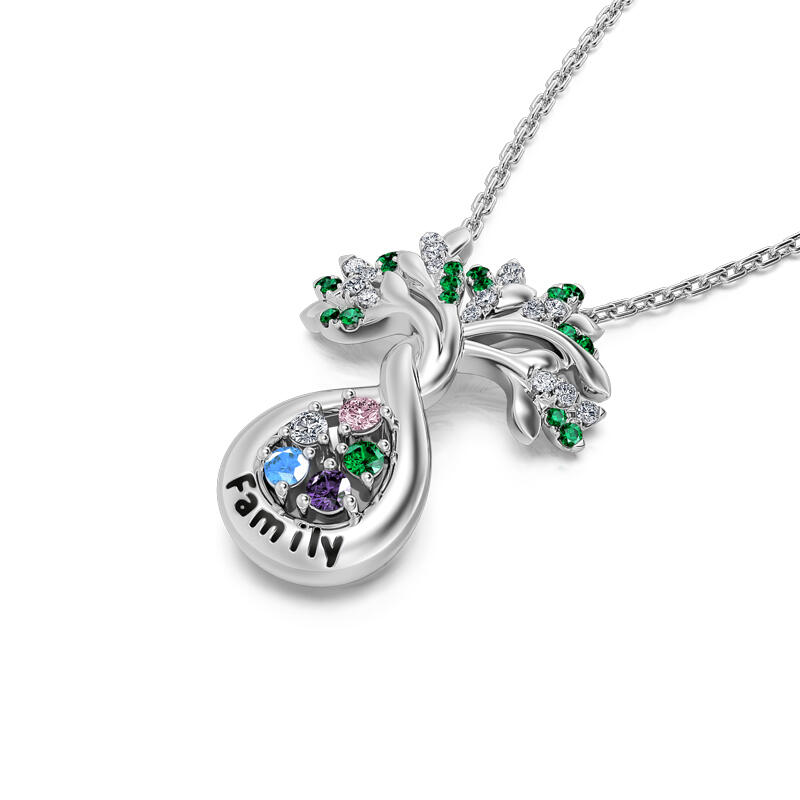 Jeulia Collar de árbol genealógico personalizado de nombre de plata de ley