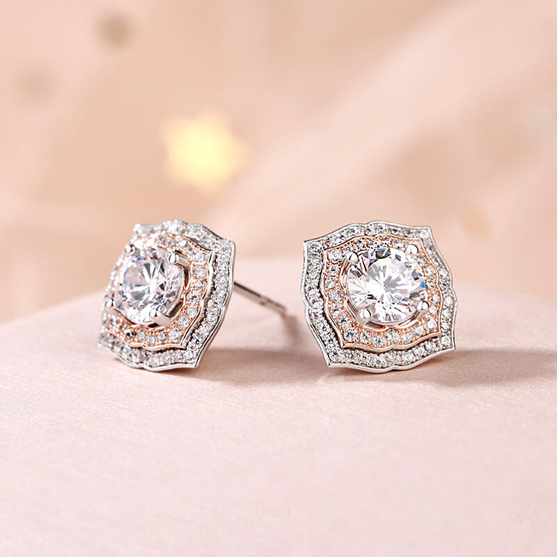 Jeulia Conjunto de joyas con halo redondo de dos tonos