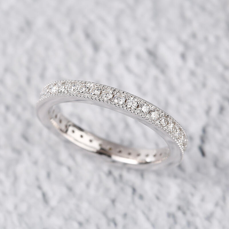 Jeulia Milgrain Eternity Sterling Silver Band