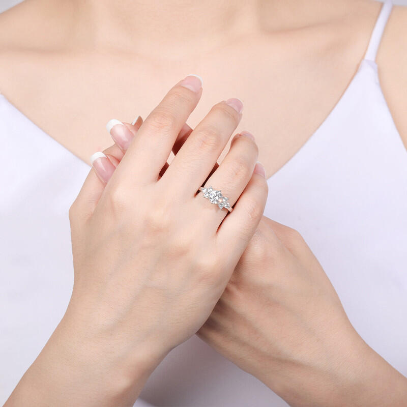 "My Angel" Round Cut Cluster Side Stone Engagement Ring