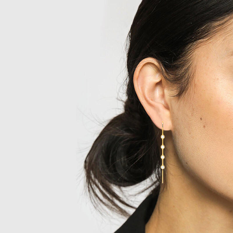 "Take Me As I Am" Round Cut Threader Earrings