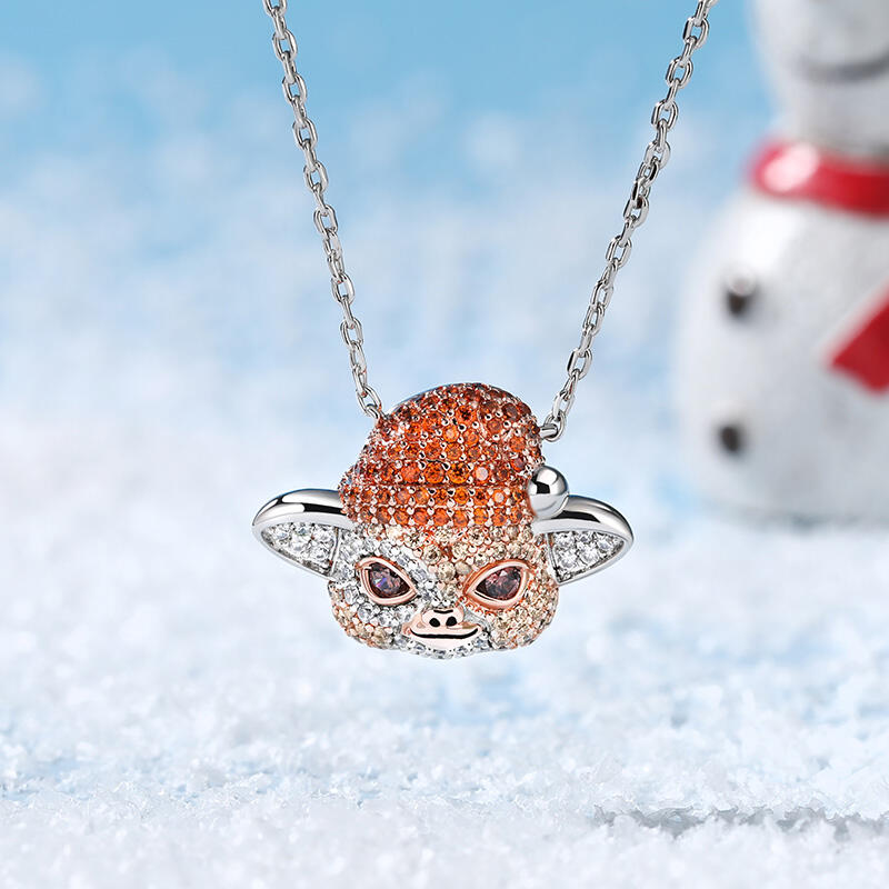 Jeulia "Small Evil Monster" Cute Design Sterling Silver Necklace