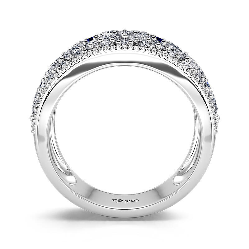 Jeulia Four Petals Flower Sterling Silver Women's Band