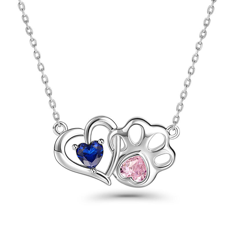 Jeulia Furry Friends Heart Personalized Birthstone Sterling Silver Necklace