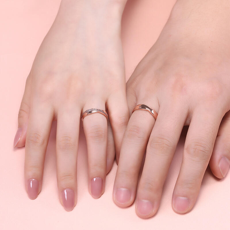 Jeulia Stylish Crossover Sterling Silver Couple Rings