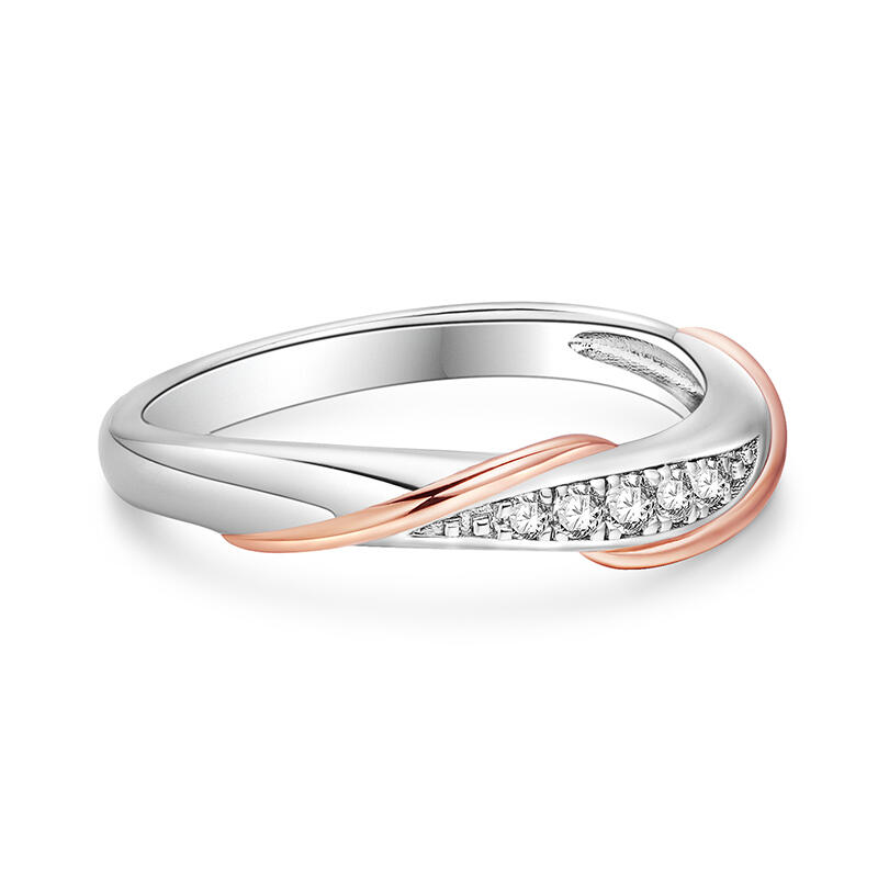 Jeulia Deux tons Torsadé Or Rose Alliance pour femmes Argent Sterling