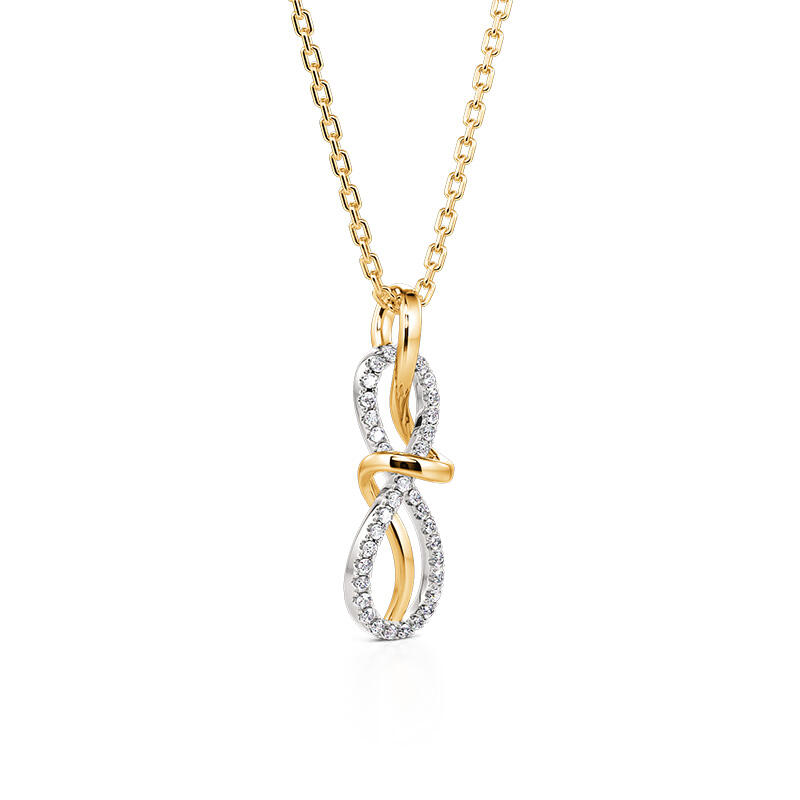 Jeulia Collar Infinito con Cinta Simple Dos Tonos de Plata de Ley