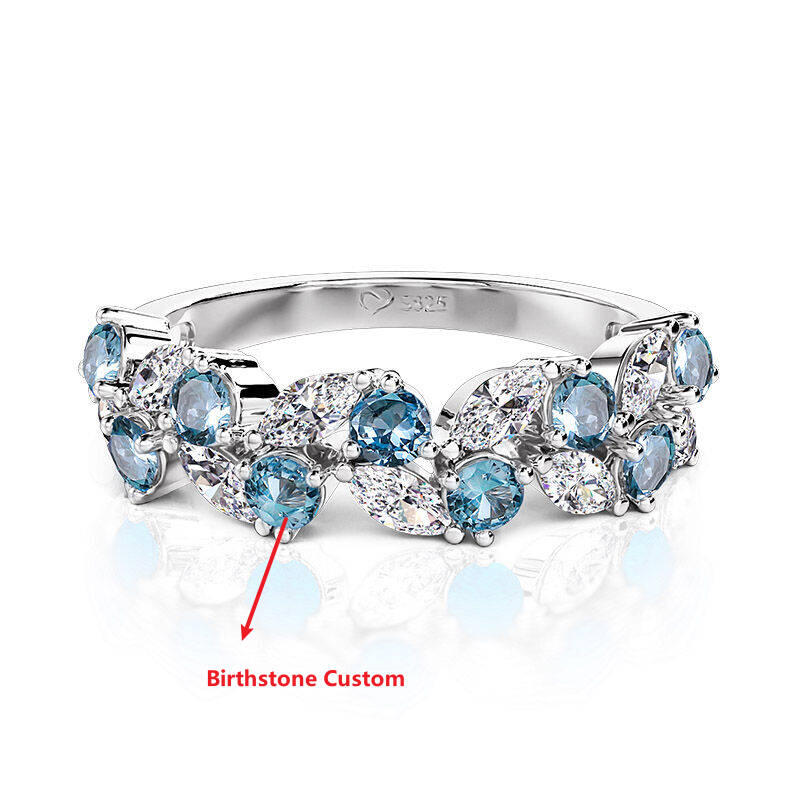 Jeulia Leaf Custom Women's Half Eternity Band Sterling Silver