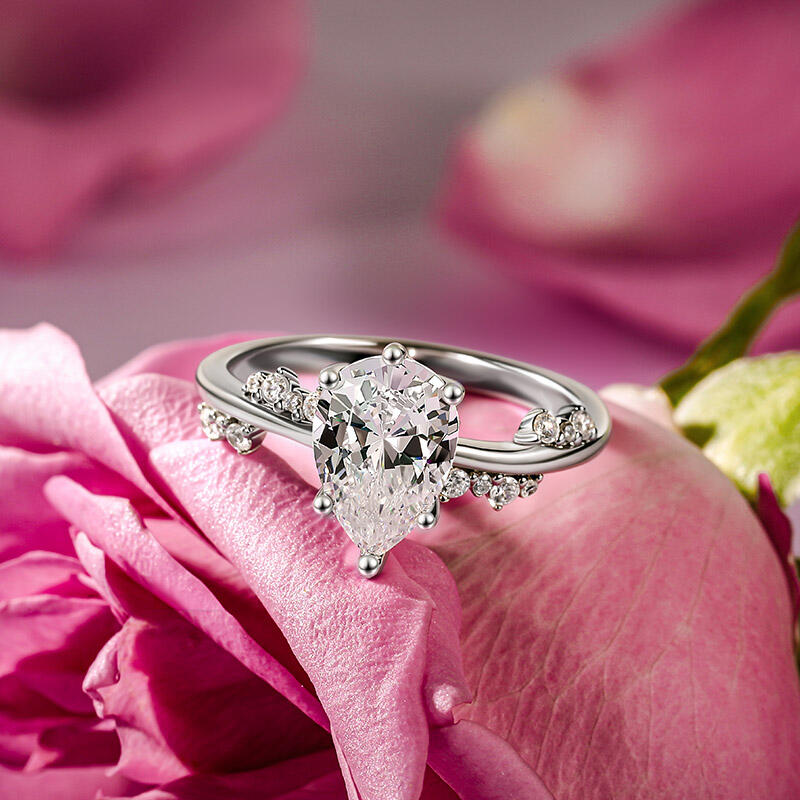 Jeulia Bague de Fiançailles Solitaire Poire en Argent Sterling