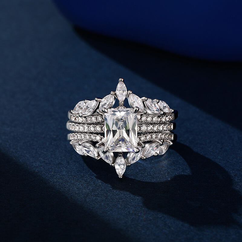 Jeulia Olivetta Symmetry Radiant Cut Enhancer Ring Set