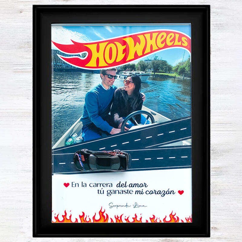 Personalized Frame Custom Toy Car and Photo Hot Wheels Design Romantic Gift for Couples