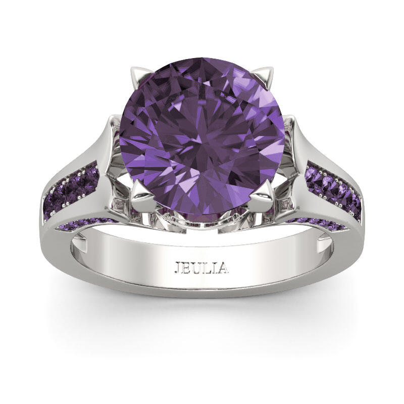 Jeulia Lilac Flower Round Cut Sterling Silver Ring