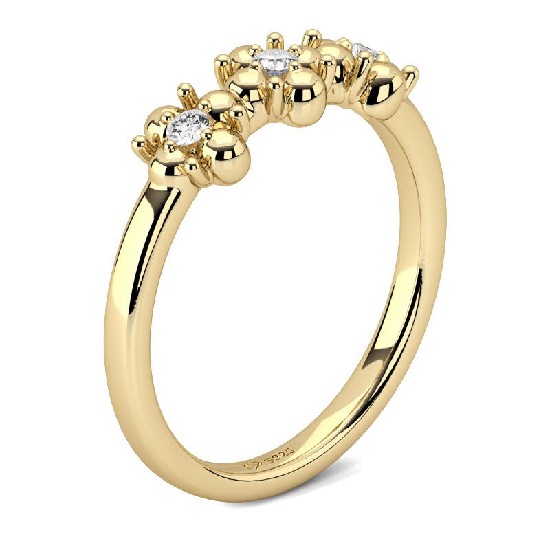 Jeulia 3つストーン ラウンドカット シルバー リング