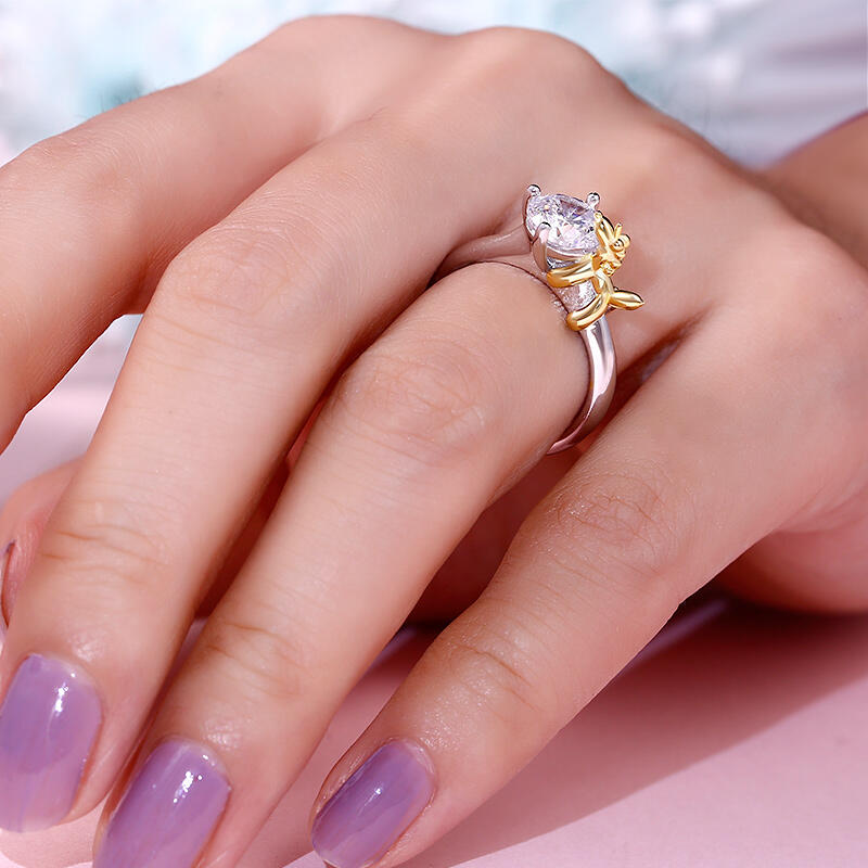 Jeulia Hug Me "Balloon Unicorn" Round Cut Sterling Silver Ring