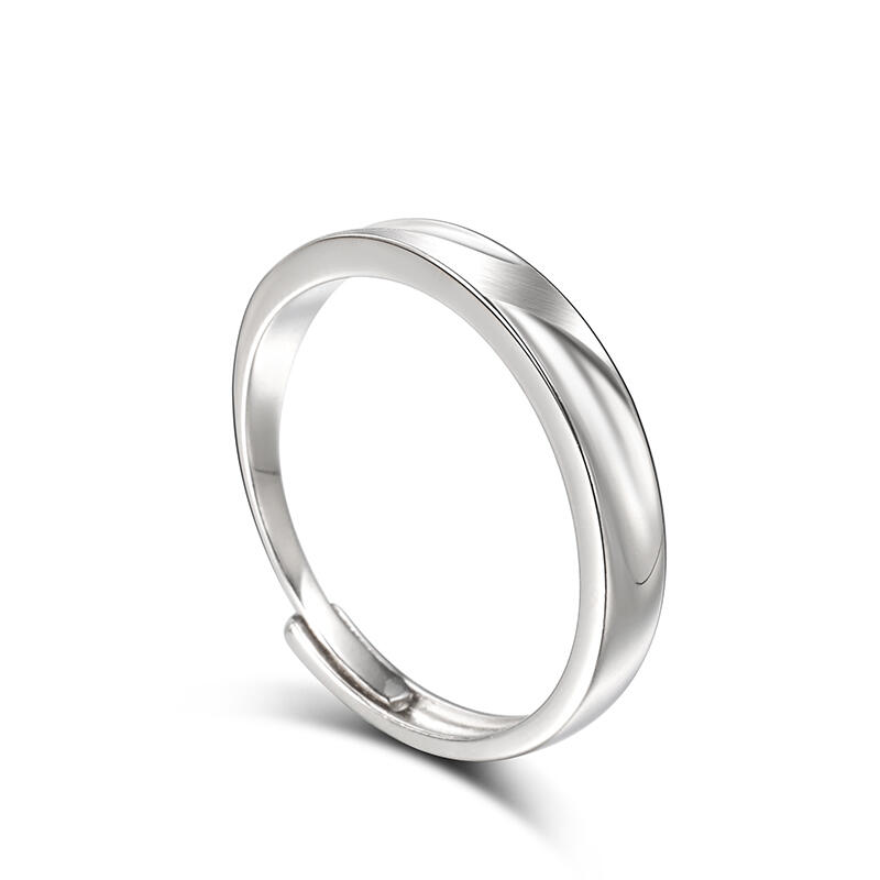 Jeulia Anillo con diseño sencillo de plata de ley de talla ajustable para hombre