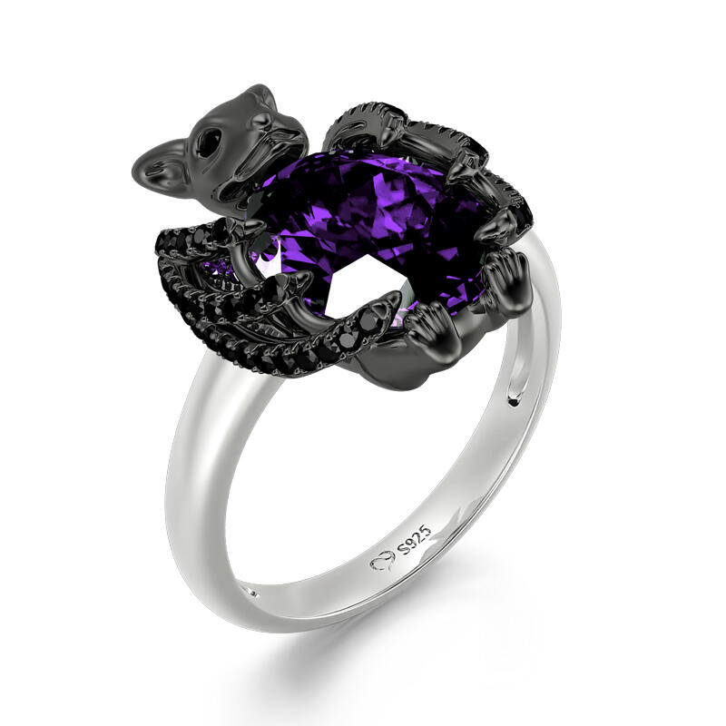 Jeulia オーバルカット コウモリ 蝙蝠デザイン シルバー リング