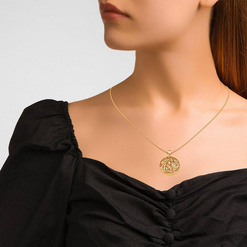 Jeulia Collar con colgante de muérdago de plata de ley en tono dorado
