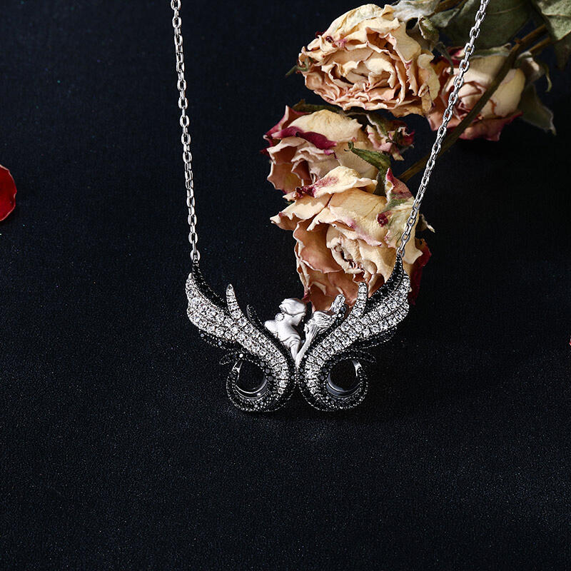 Jeulia "Eternal Love" Butterfly Lovers Sterling Silver Necklace