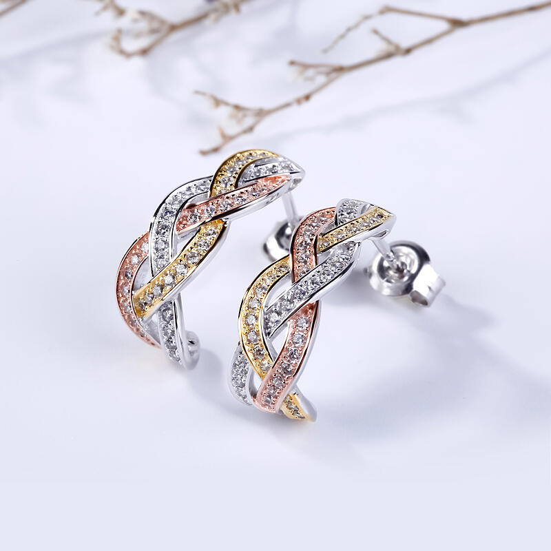 Jeulia Intertwined Tri-Tone Earrings