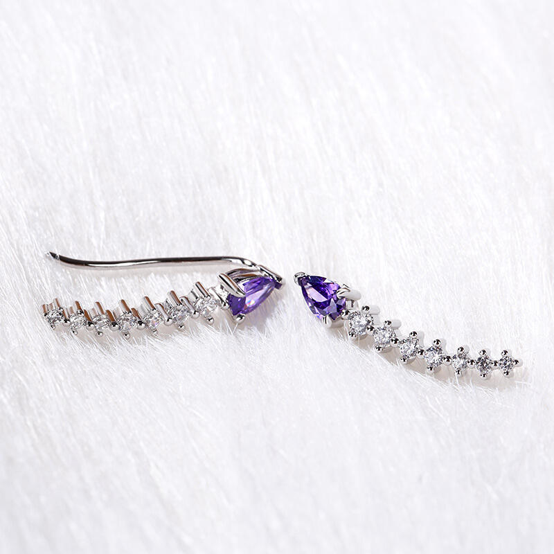 Jeulia Royal Amethyst Climber Earrings