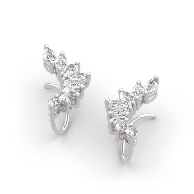 Jeulia Leaves Marquise Cut Sterling Silver Climber Earrings