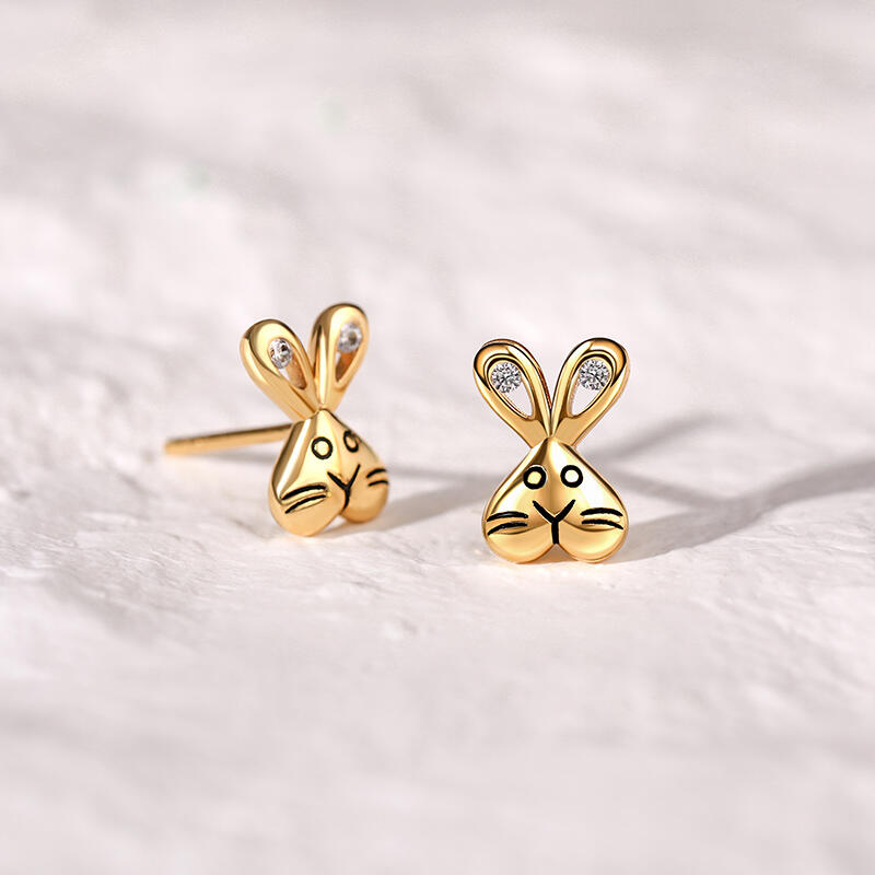 Jeulia "Adorable Bunny" Sterling Silver Children's Earrings