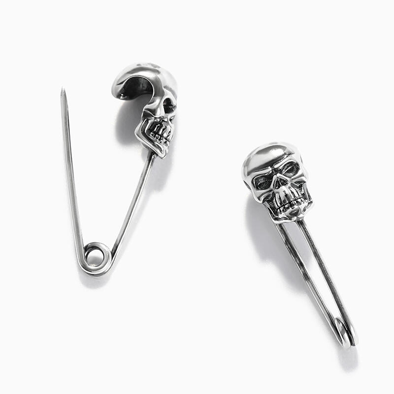Jeulia "Skeleton Pin" Skull Sterling Silver Earrings