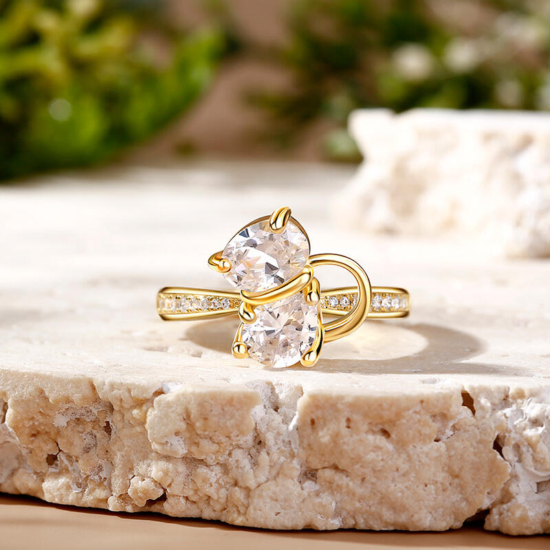 Jeulia "Magic Cat" Pear Cut Cat Sterling Silver Jewelry Set