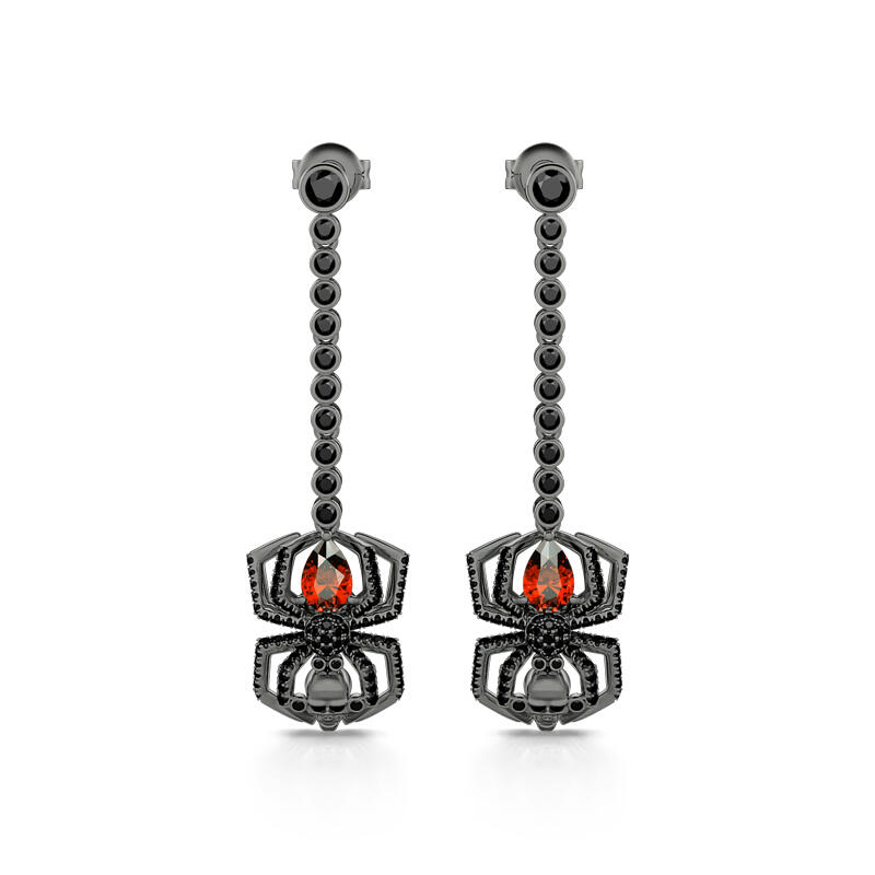 Jeulia "Spider Skull Biker" Pear Cut Sterling Silver Jewelry Set