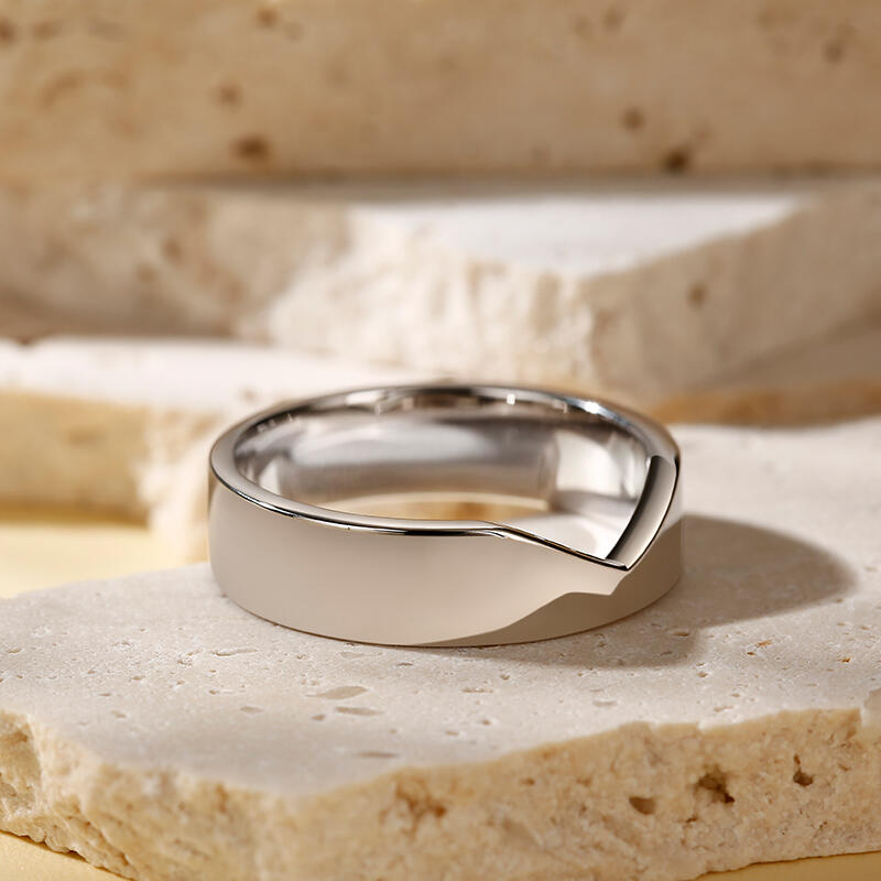 Jeulia Anillo ancho simple de plata de ley para hombre