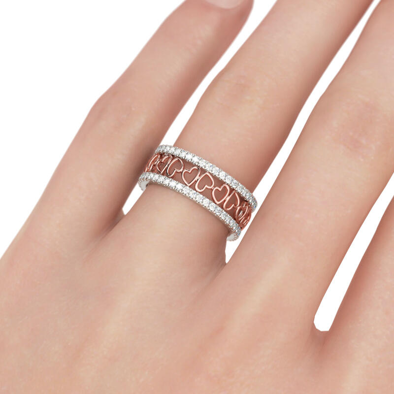 Jeulia Anillo Con Dos Tonos De Talla Cordiforme En Plata De Ley