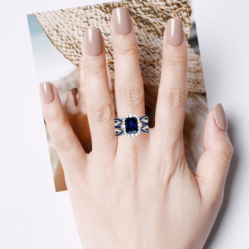 "Von Dir Bezaubert" Radiant-Schliff Ringset