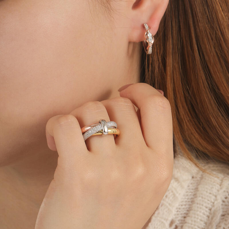 Jeulia Simple Trinity Wedding Band Sterling Silver