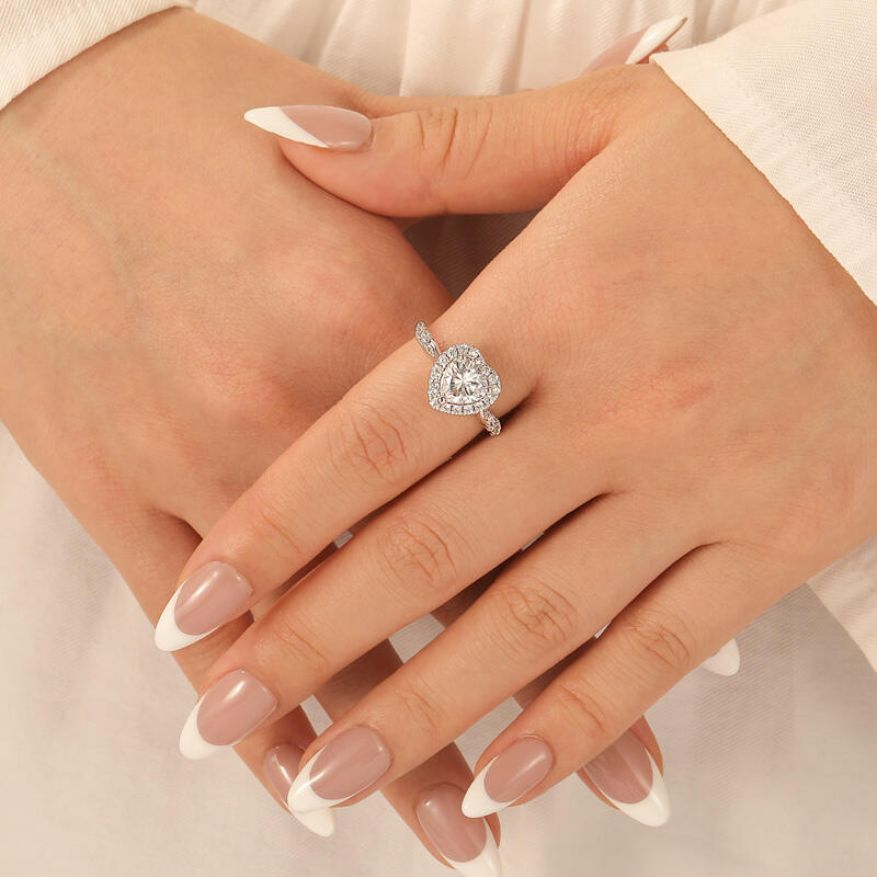 Jeulia Halo Custom Heart Engagement Ring with Intertwined Knot