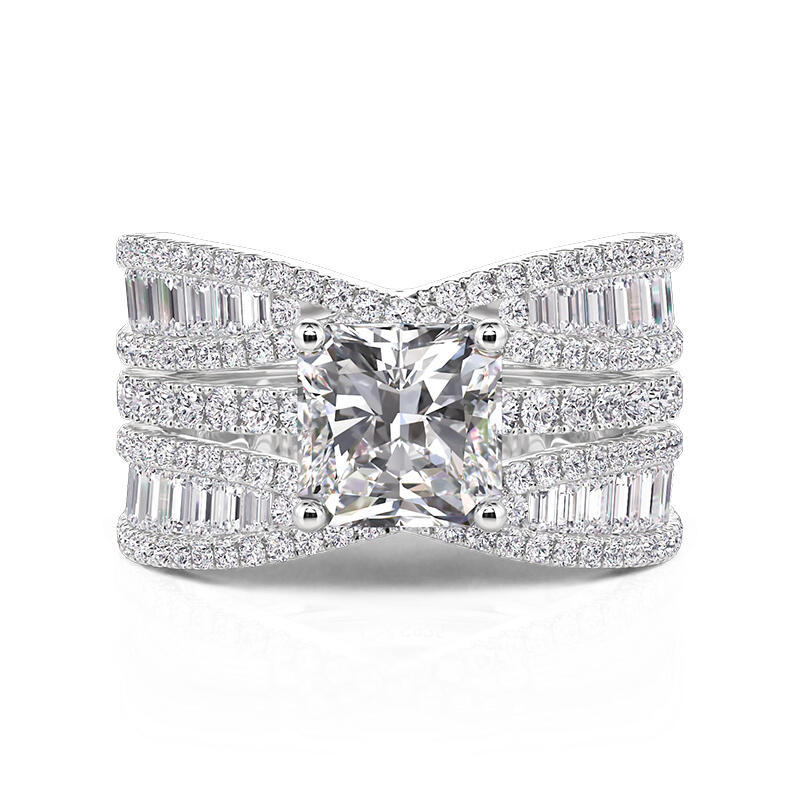 Jeulia Inset Double Bowknot Puzzle Ring Set 2PCS