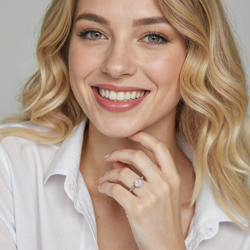 "My Queen" 1.2ct Round Cut Side Stone Engagement Ring